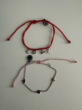 Pura Vida Red Cord 'LOVE' Bracelet with Pink Heart Chain